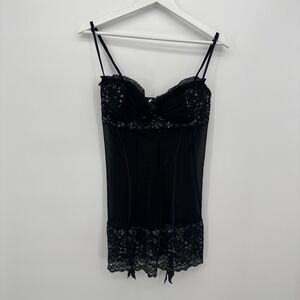 Coquette Black Babydoll Mini Lace Sheer Lingerie Dress Size XL